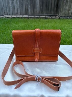 Goat Leather Crossbody Bag in Cognac handcrafted in Greece.